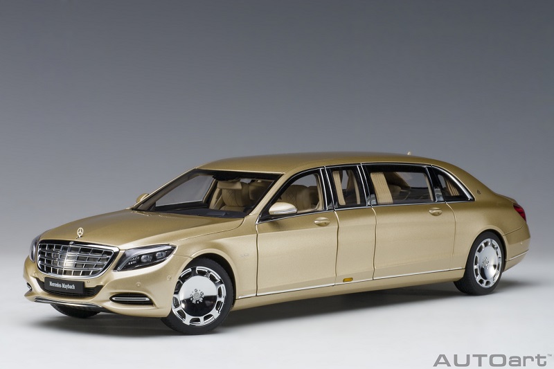 76298 Mercedes Maybach S 600 Pullman Gold Beige Interior 1 18 Autoart